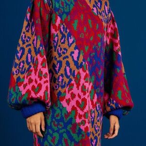 Mixed Leopard Pop Sweater Dress